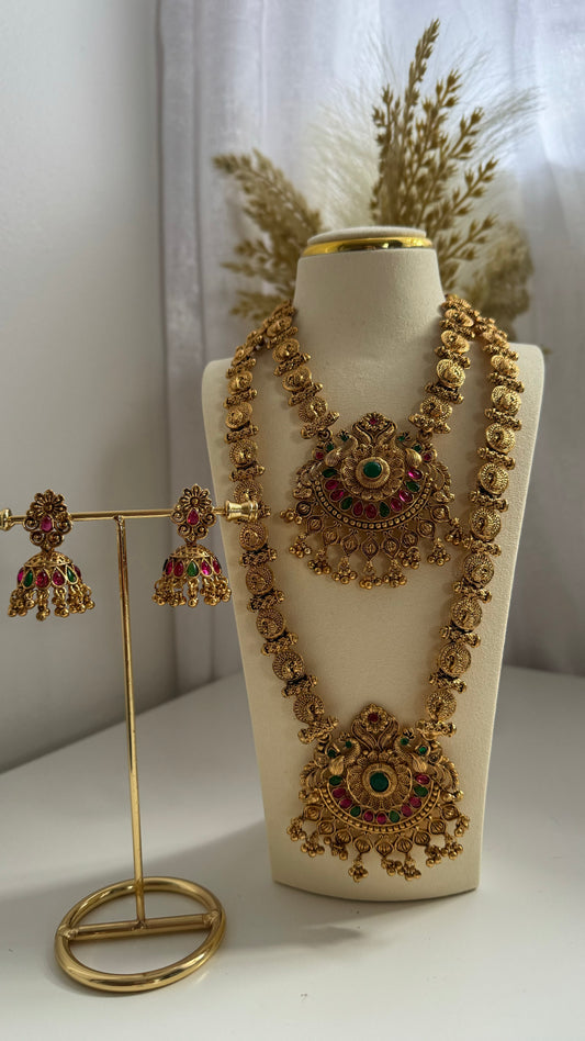 Gold Plated Double Necklace Set