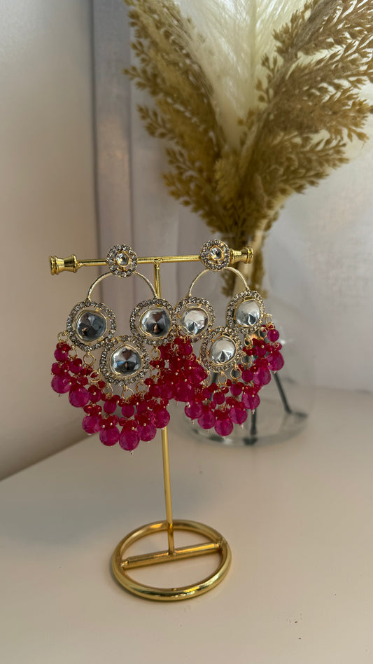 Gold Plated Pota Stone Jhumki Earrings